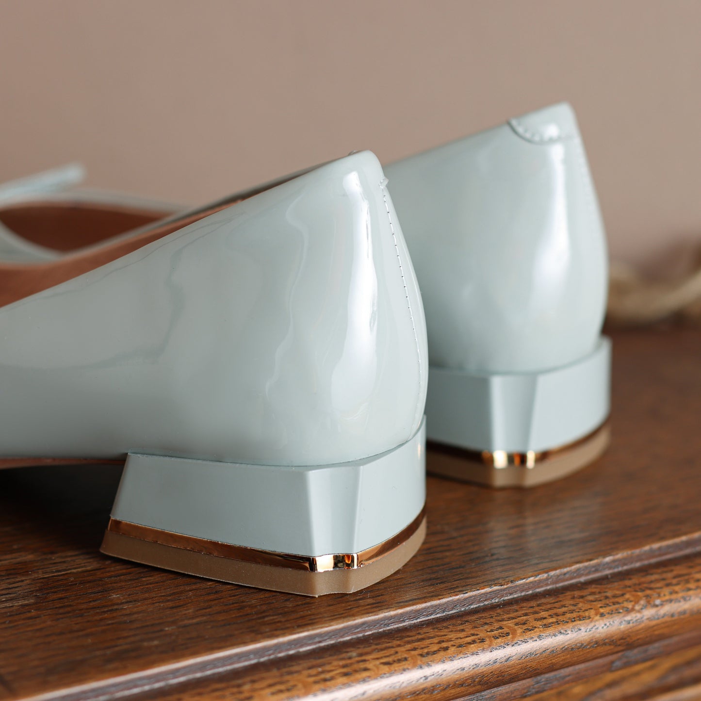 Nine Seven Glossy Patent Leather Women's Handmade Classic Square Toe Block Heel Slip On Loafer Pumps with Bowknot