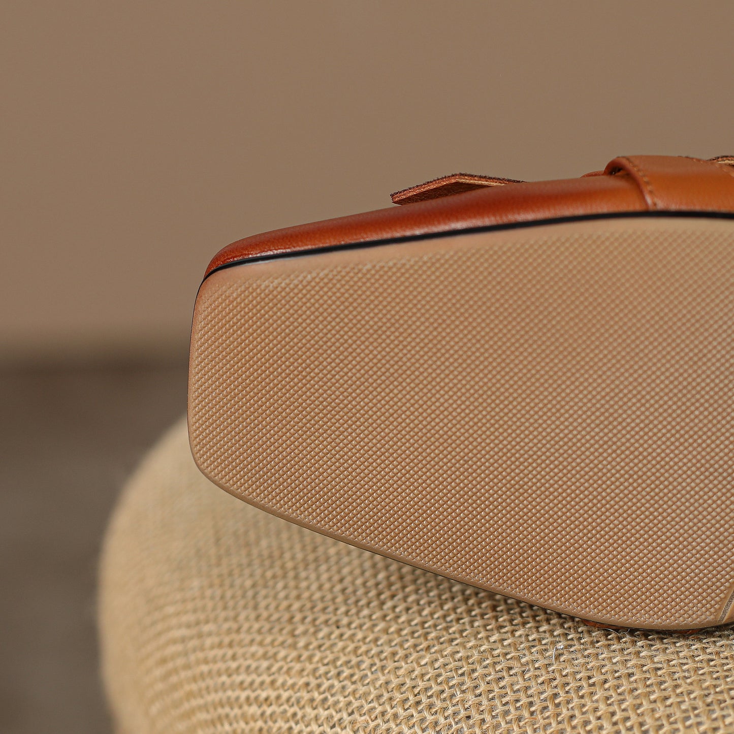 Nine Seven Women's Genuine Leather Square Handmade Tassels Chunky Heel Retro Loafers Shoes with Chain Decor