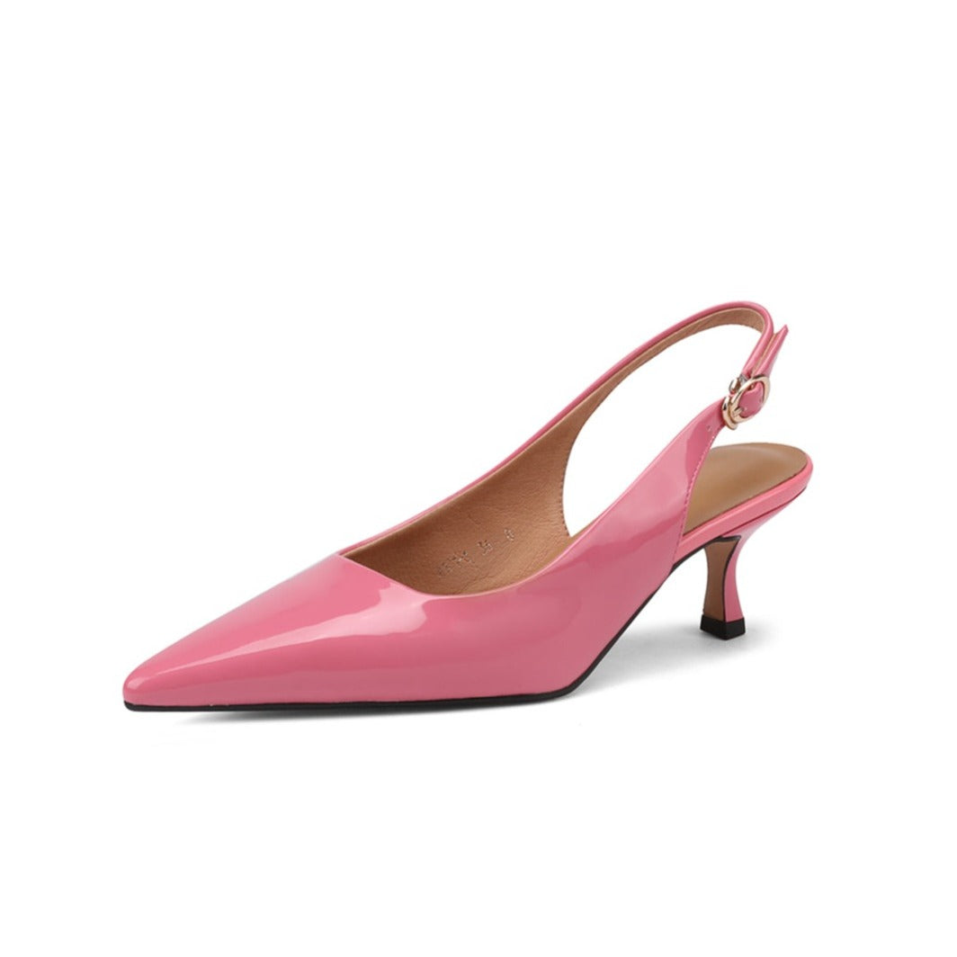Nine Seven Women's Pointed Toe Patent Leather Handmade Buckle Stiletto Heels Chic Slingbacks