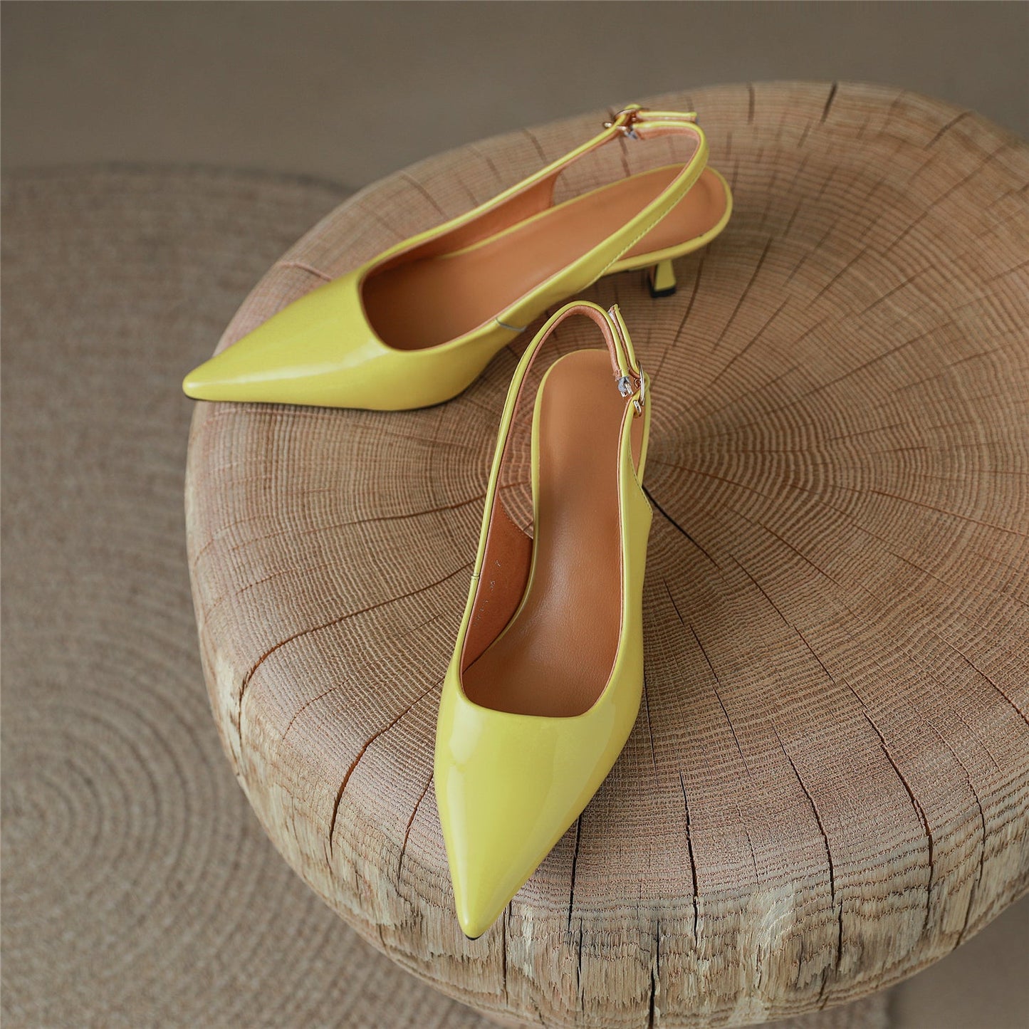 Nine Seven Women's Pointed Toe Patent Leather Handmade Buckle Stiletto Heels Chic Slingbacks