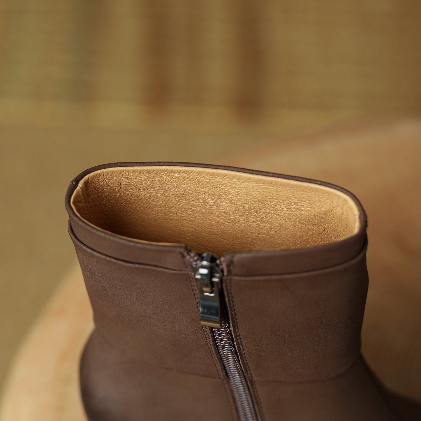 Nine Seven Handmade Women's Genuine Leather Bowknot Décor Side Zipper Square Toe Mid Chunky Heel Ankle Boots Shoes