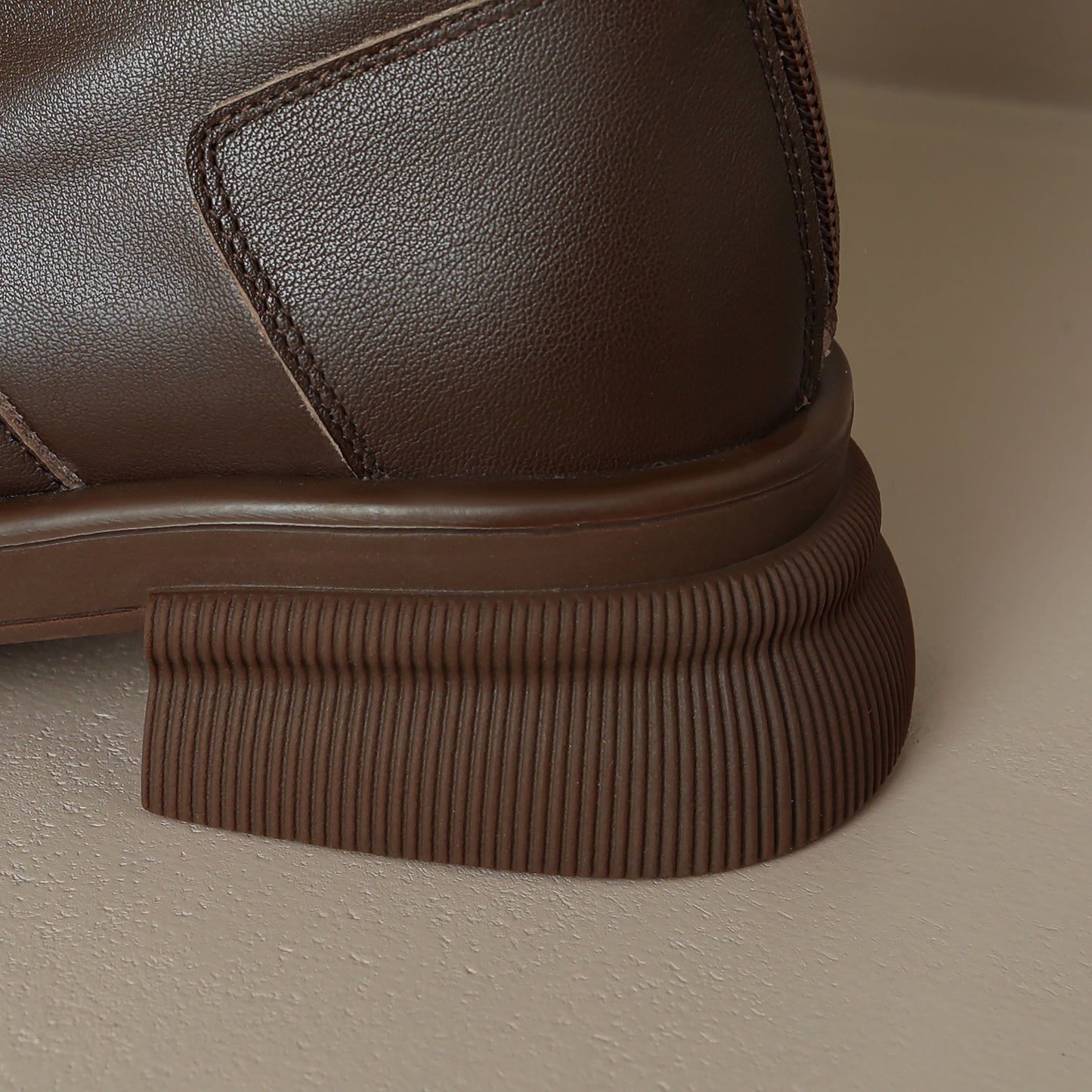 Nine Seven Women's Genuine Leather Round Toe Handmade Selftie Back Zip Up Chic Mid Calf Boots with Platform