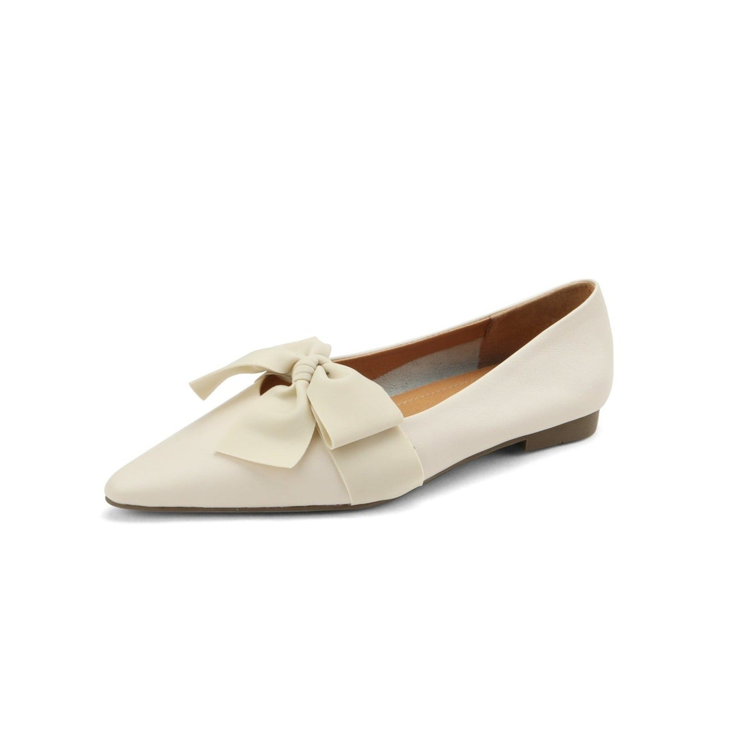Nine Seven Women's Pointed Toe Genuine Leather Handmade Bowknot Cute Flat Shoes