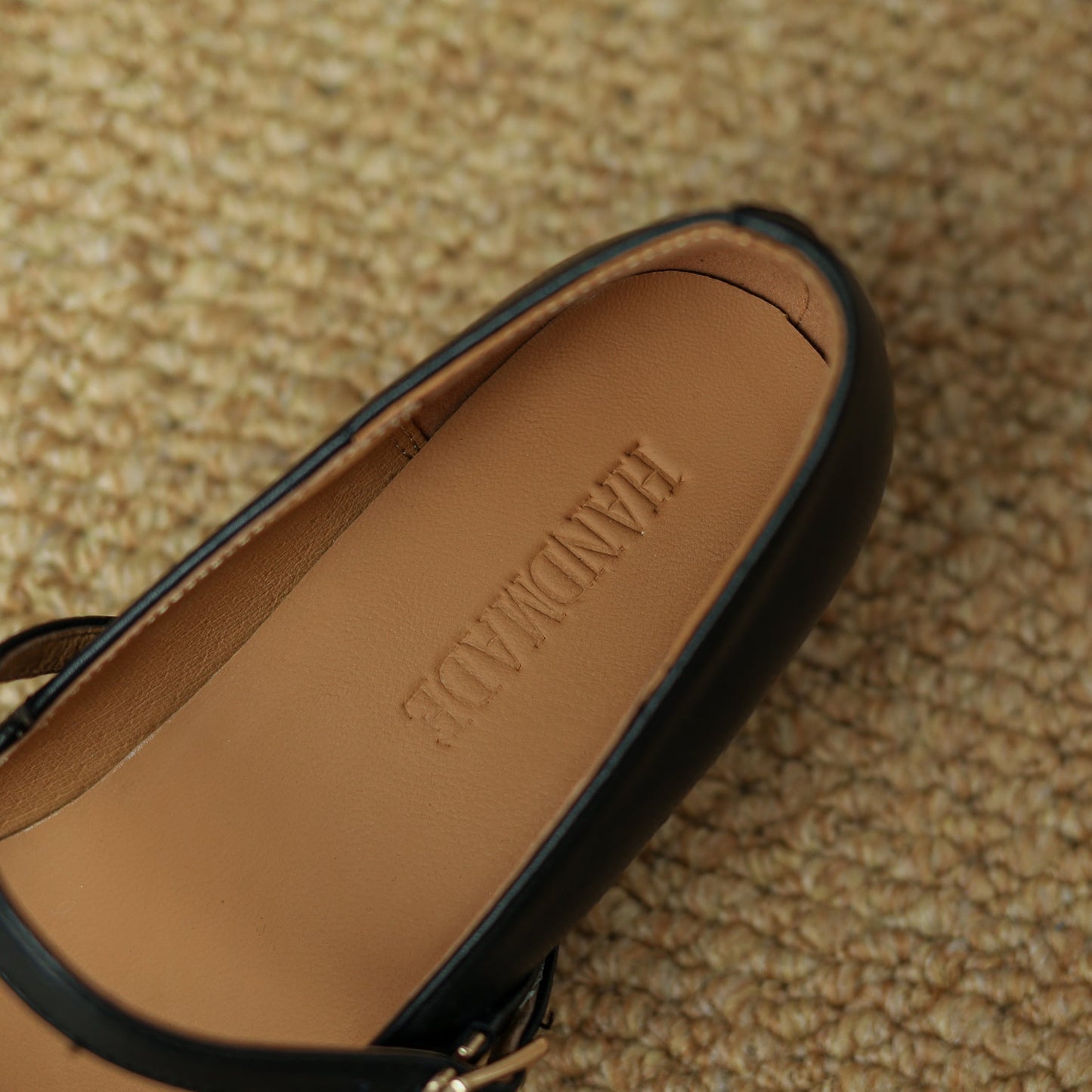 Nine Seven Women's Genuine Leather Handmade Square Toe Mid Heel Buckle Mary Jane Dress Pumps