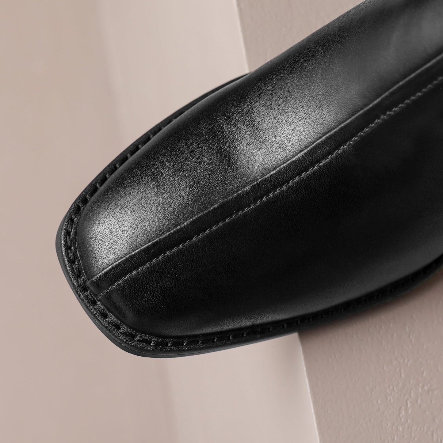 Nine Seven Handmade Women's Genuine Leather Sexy Square Toe Mid Block Heel Side Zipper Casual