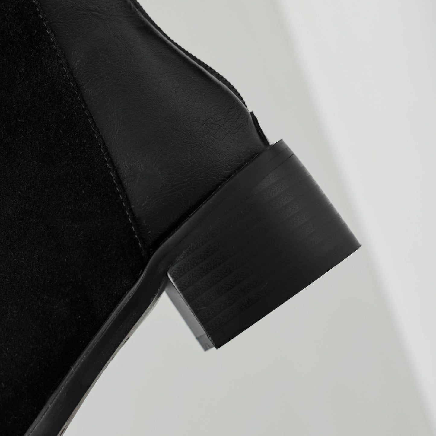 Nine Seven Women's Square Toe Suede&Genuine Leather Hnadmade Back Zipper Low Chunky Heels Casual Mid Calf Boots