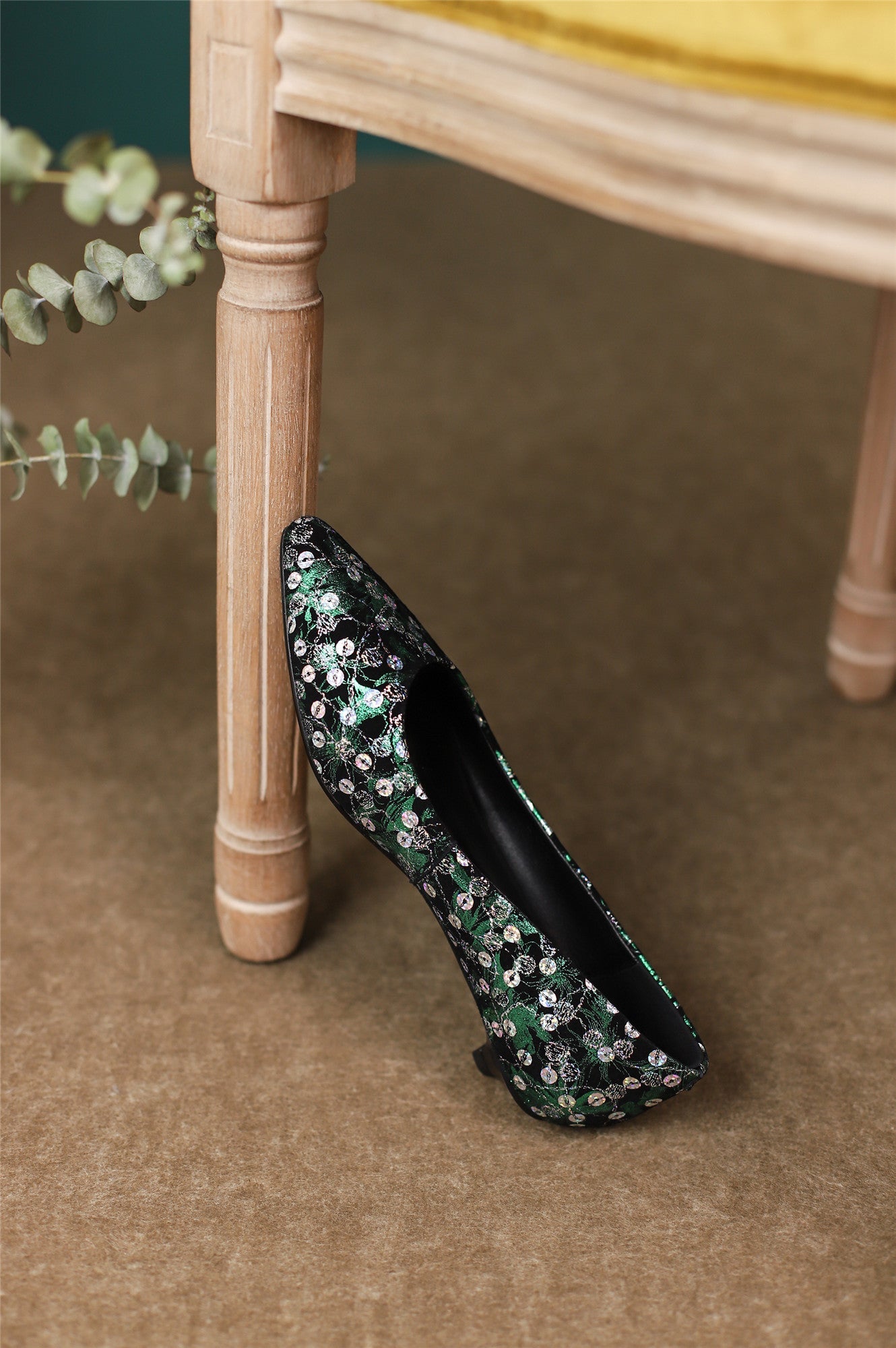 Nine Seven Women's Pointed Toe Genuine Leather Handmade Low Heel Slip On Unique Pump Shoes