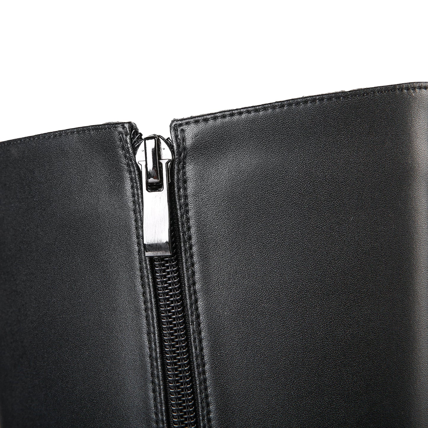 Nine Seven Women's Genuine Leather Round Toe Handmade Buckled Dual Zippers High Chunky Heels Stylish Knee High Boots