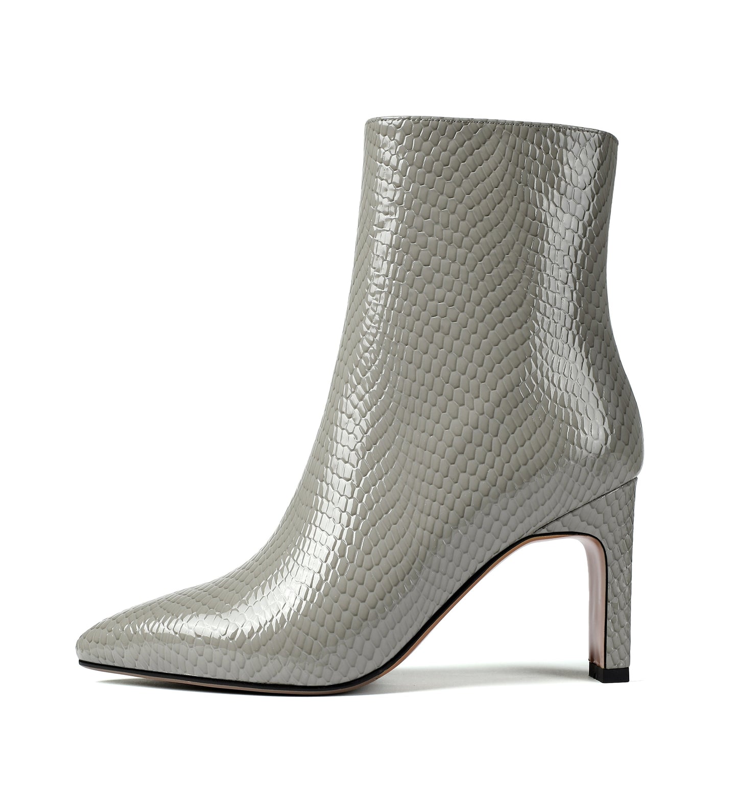 Nine Seven Women's Patent Leather Handmade Side Zip Pointed Toe High Chunky Heel Dress Ankle Boots