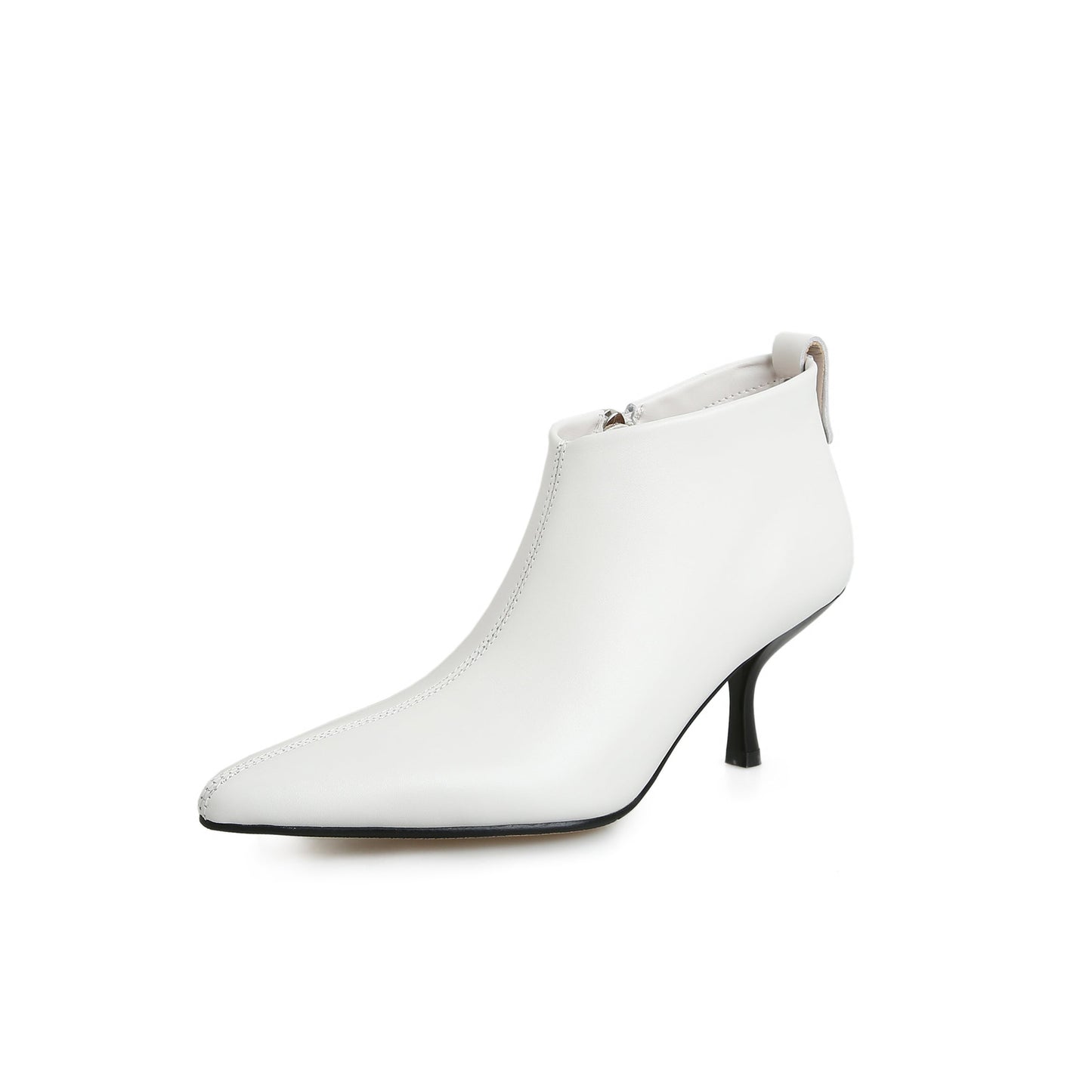 Nine Seven Women's Handmade Genuine Leather Poiinted Toe Side Zip Mid Stiletto Heel Fashion Ankle Boots