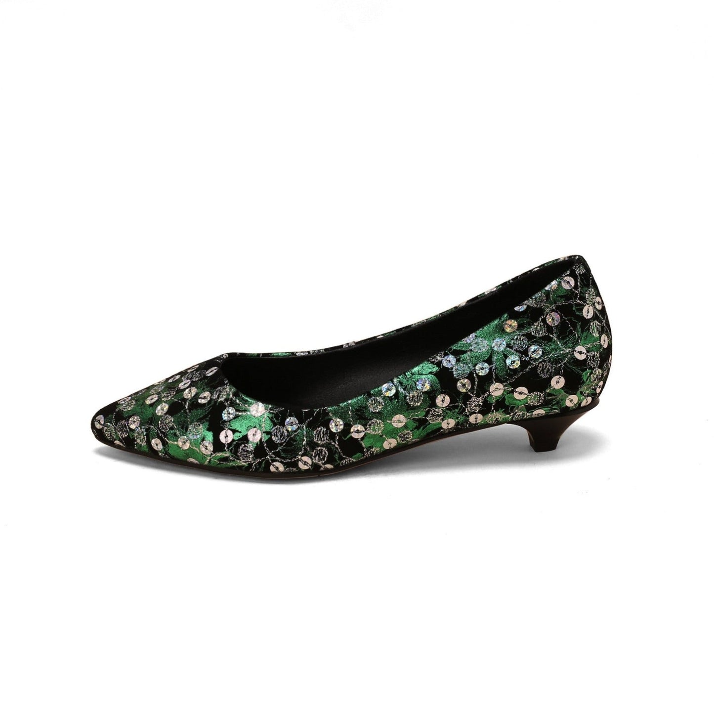 Nine Seven Women's Pointed Toe Genuine Leather Handmade Low Heel Slip On Unique Pump Shoes