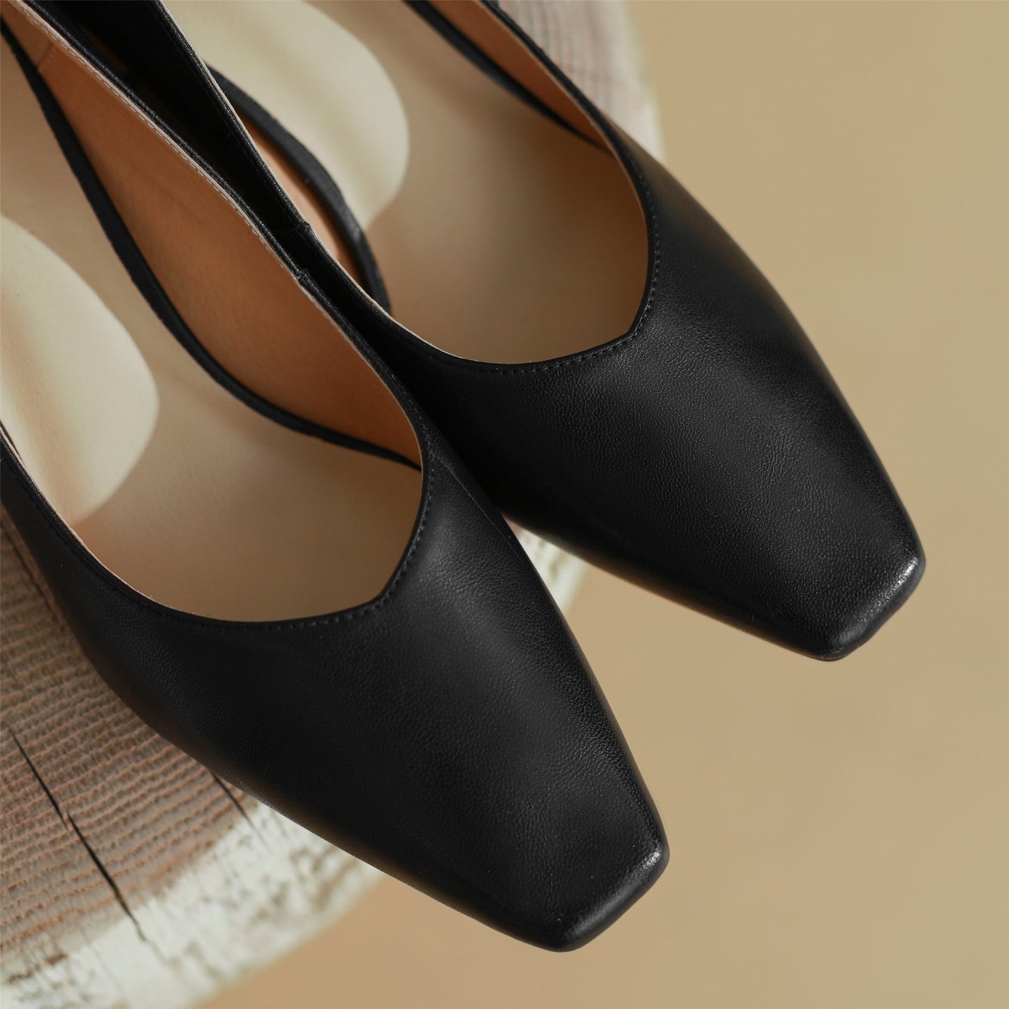 Nine Seven Women's Square Toe Genuine Leather Handamde Low Chunky Heel Casual Loafers