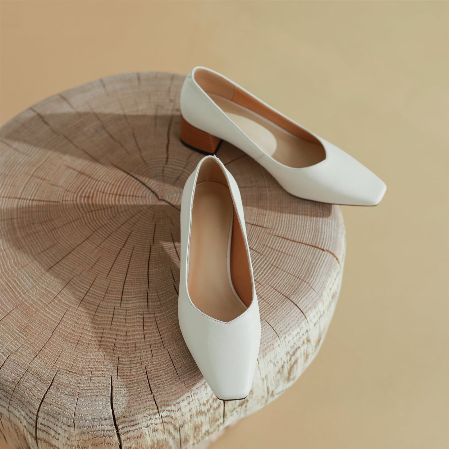 Nine Seven Women's Square Toe Genuine Leather Handamde Low Chunky Heel Casual Loafers