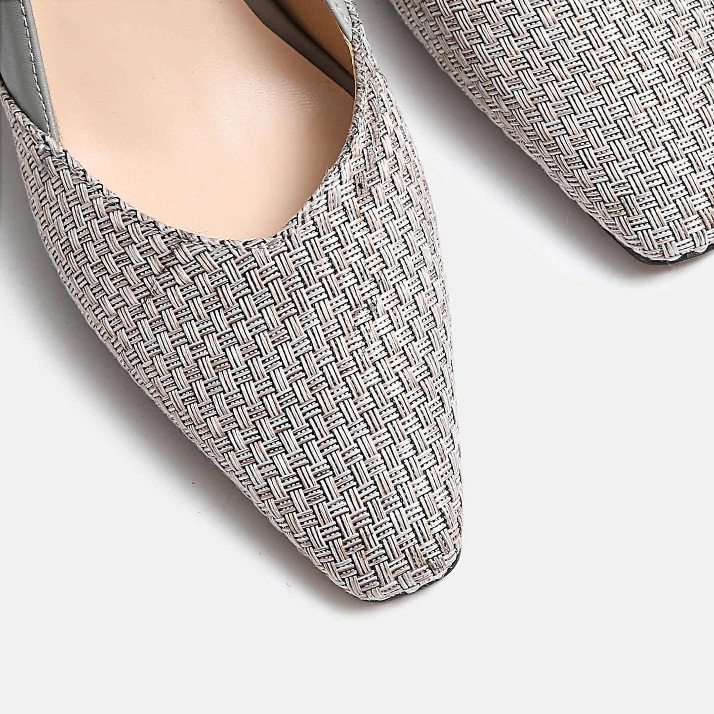 Nine Seven Women's Genuine Leather Fabric Handmade Little Square Toe High Heel Slip On Graceful Pump Shoes