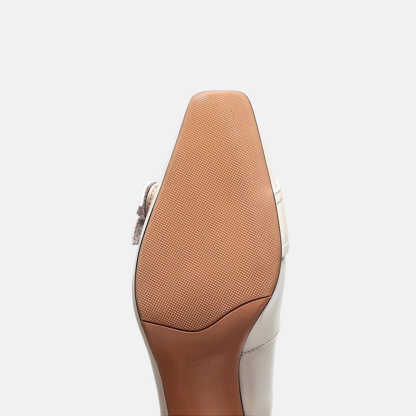 Nine Seven Women's Handmade Genuine Leather Square Toe Mid Chunky Heel Slip On Elegant Pump Shoes with Floral Pattern