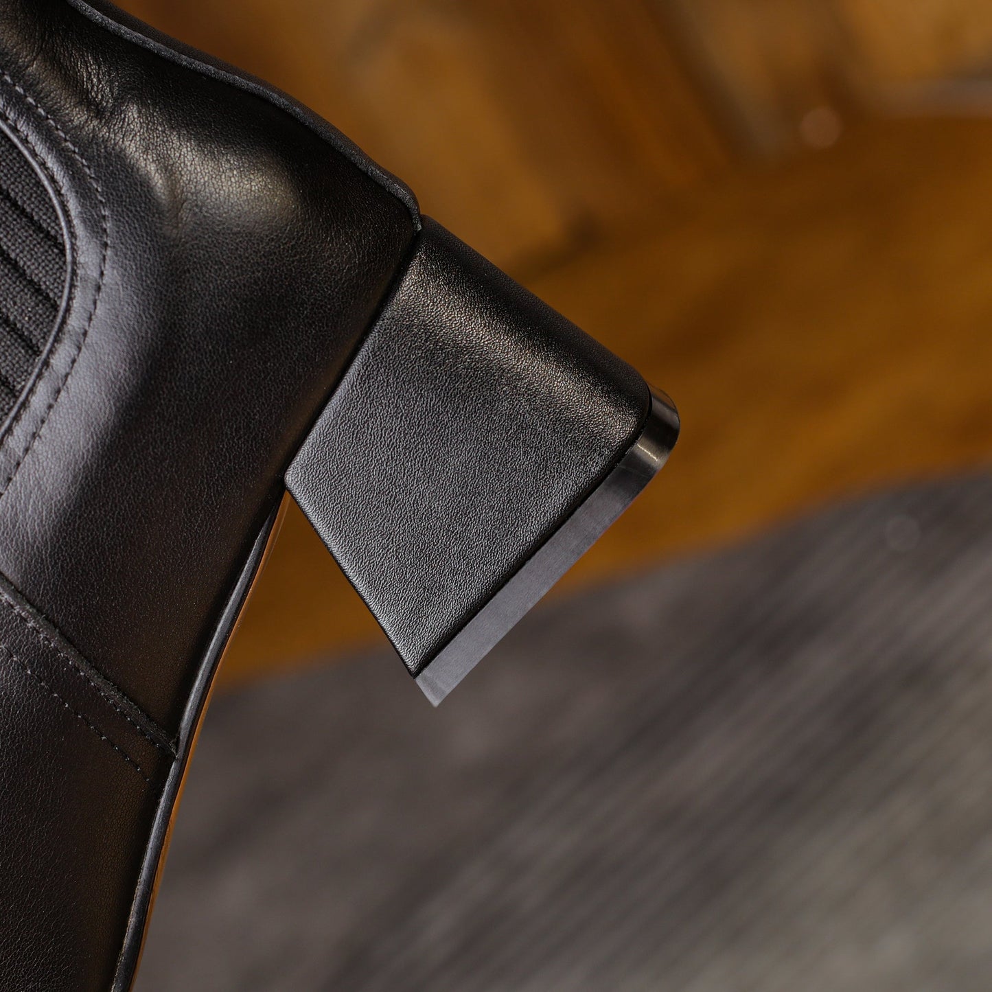 Nine Seven Women's Handmade Genuine Leather Stretch Slip On Square Toe Chunky Heel Ankle Boots