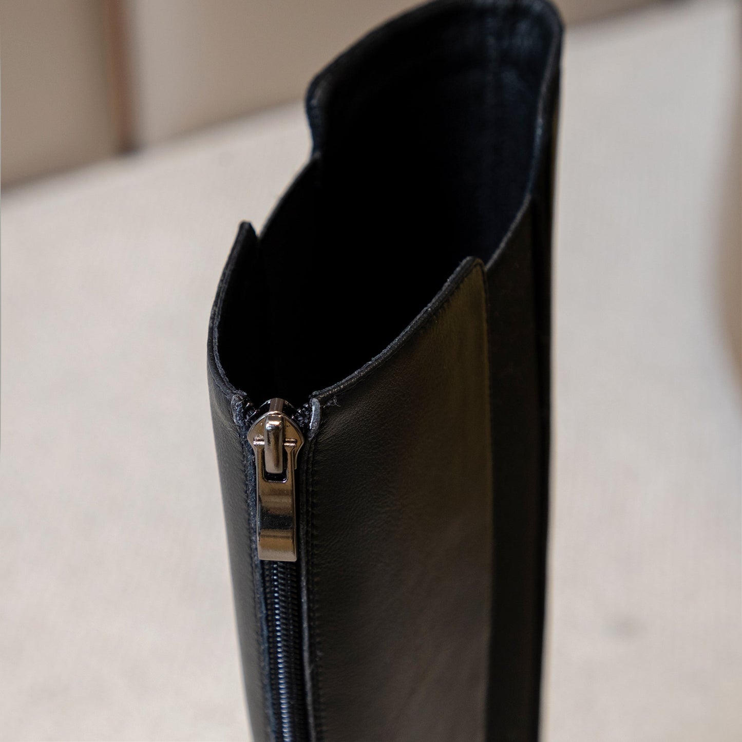 Nine Seven Women's Handmade Genuine Leather Round Toe Comfortable Low Chunky Heel Back Zip Up Knee High Riding Boots