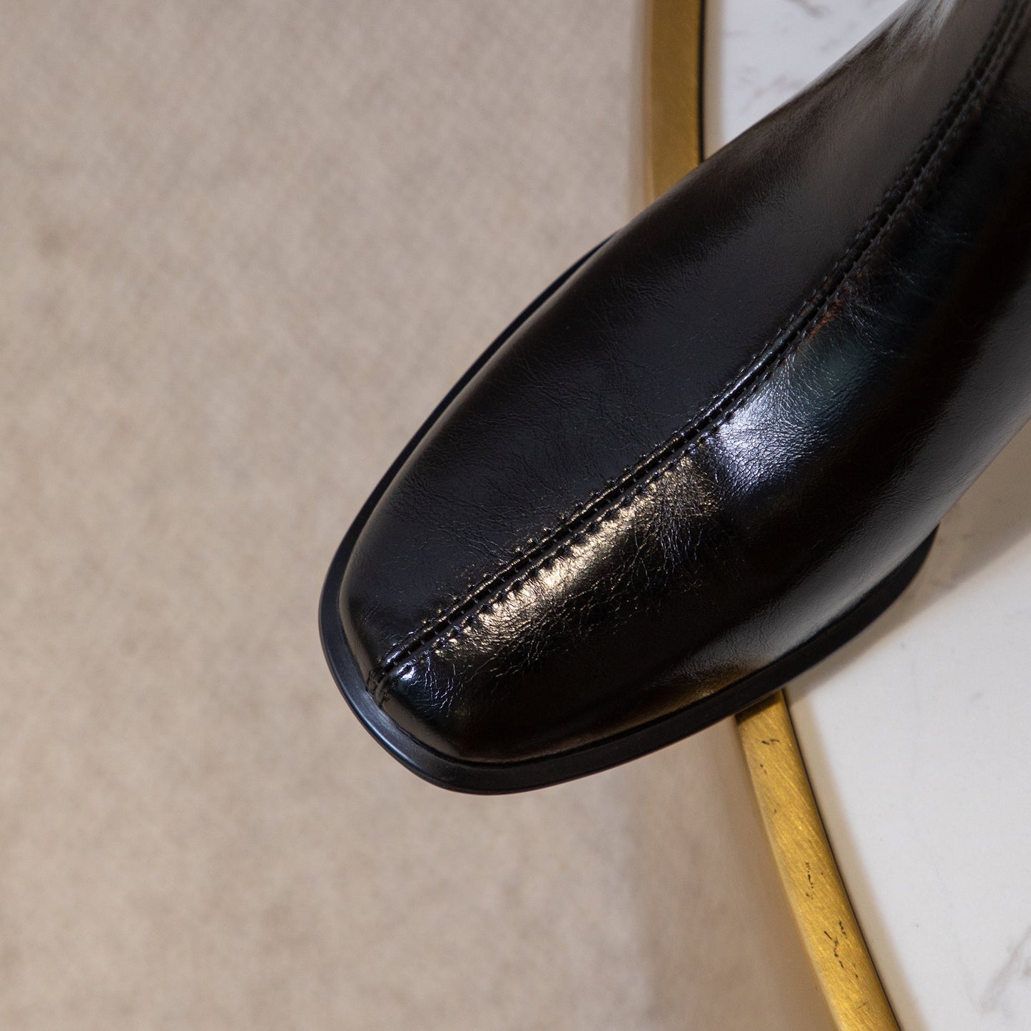 Nine Seven Women's Genuine Leather Handmade Square Toe Mid Chunky Heel Knee High Boots with Back Zipper