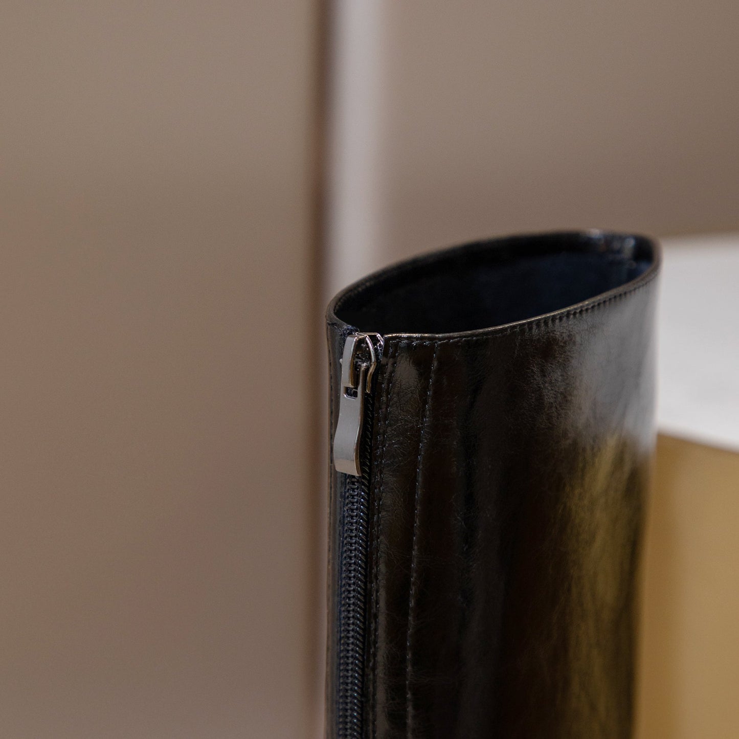 Nine Seven Women's Genuine Leather Handmade Square Toe Mid Chunky Heel Knee High Boots with Back Zipper