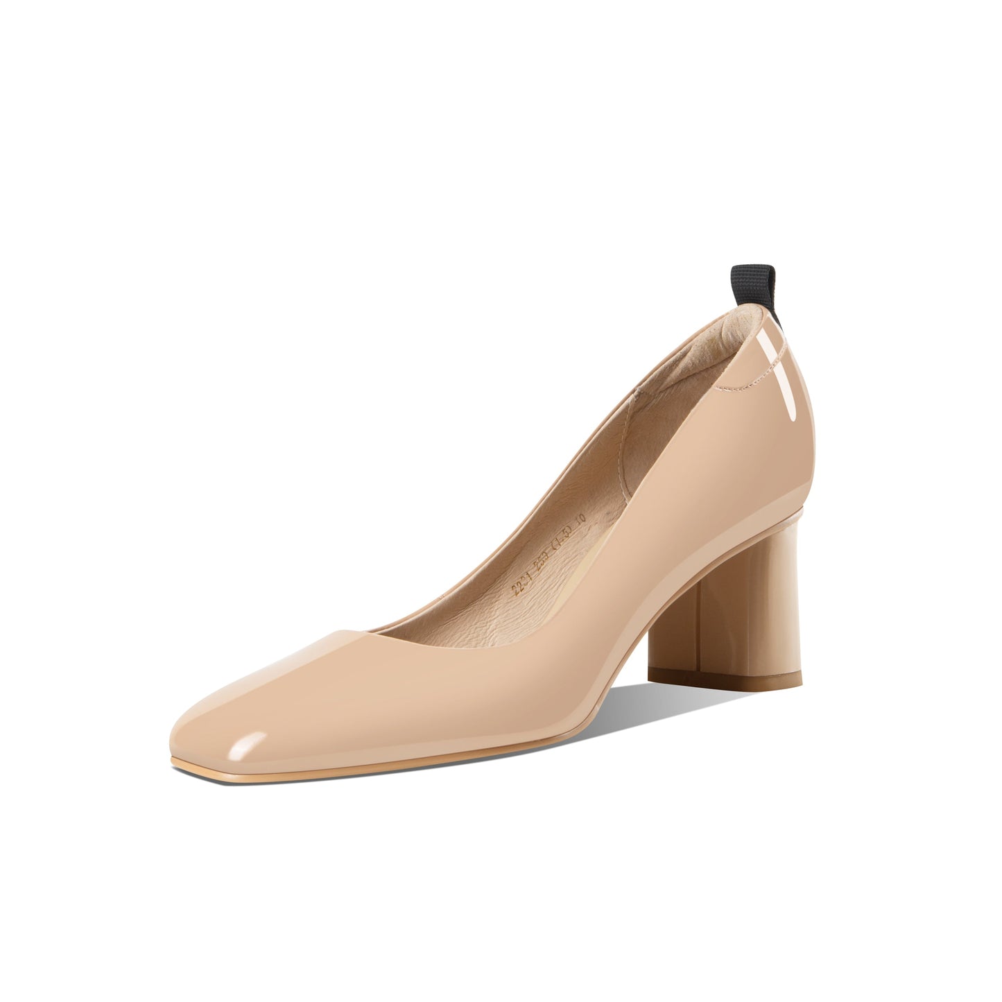 Nine Seven Women's Glossy Patent Leather Square Toe Handmade Chunky Heels Pumps Shoes