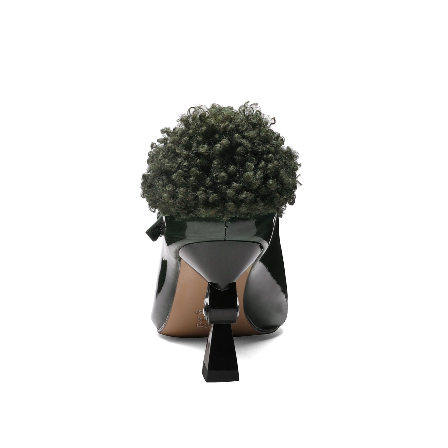 Nine Seven Women's Genuine/Patent Leather Handmade Exquisite High Heel Pointed Toe Graceful Slip On V-Shaped Pump Shoes with Buckle