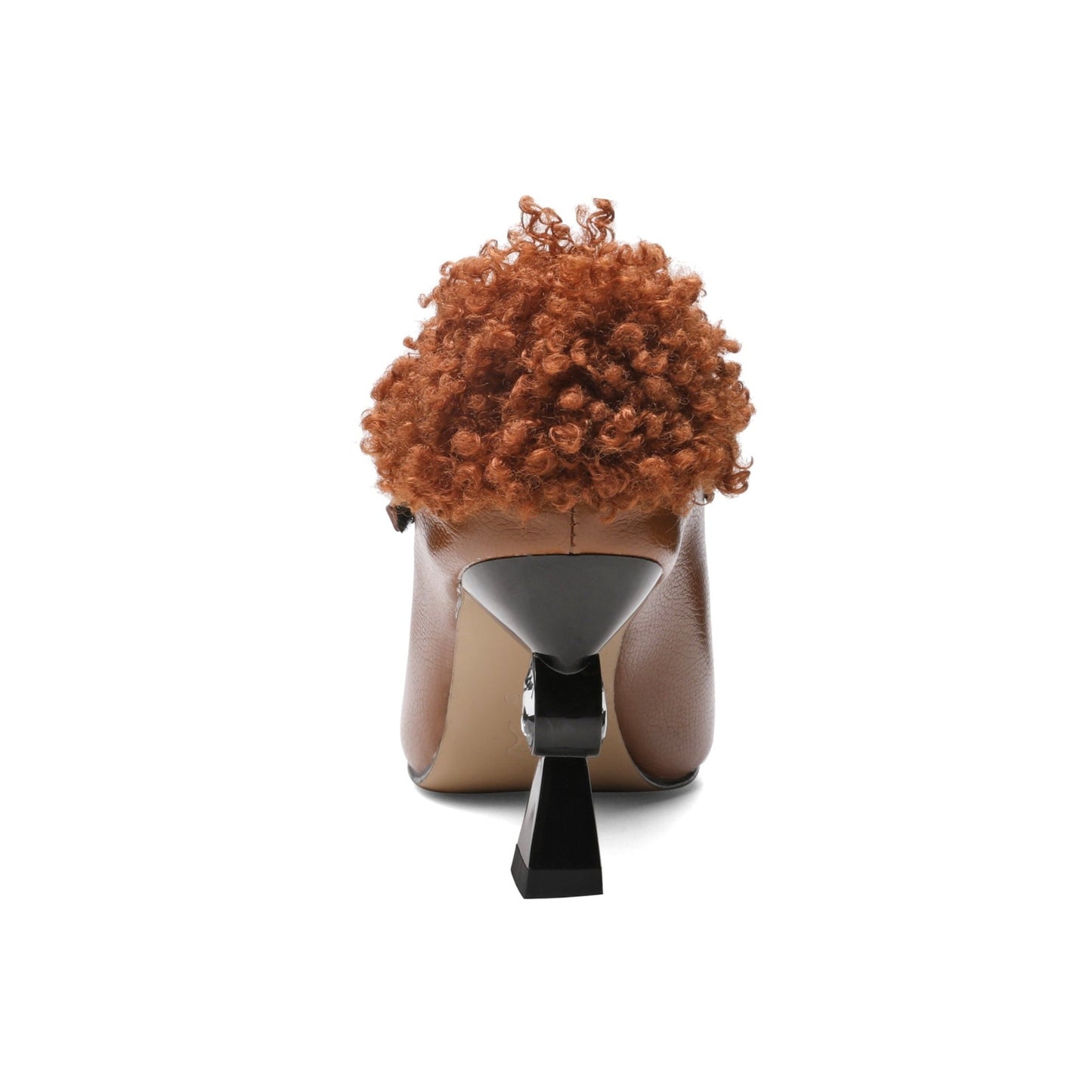 Nine Seven Women's Genuine/Patent Leather Handmade Exquisite High Heel Pointed Toe Graceful Slip On V-Shaped Pump Shoes with Buckle