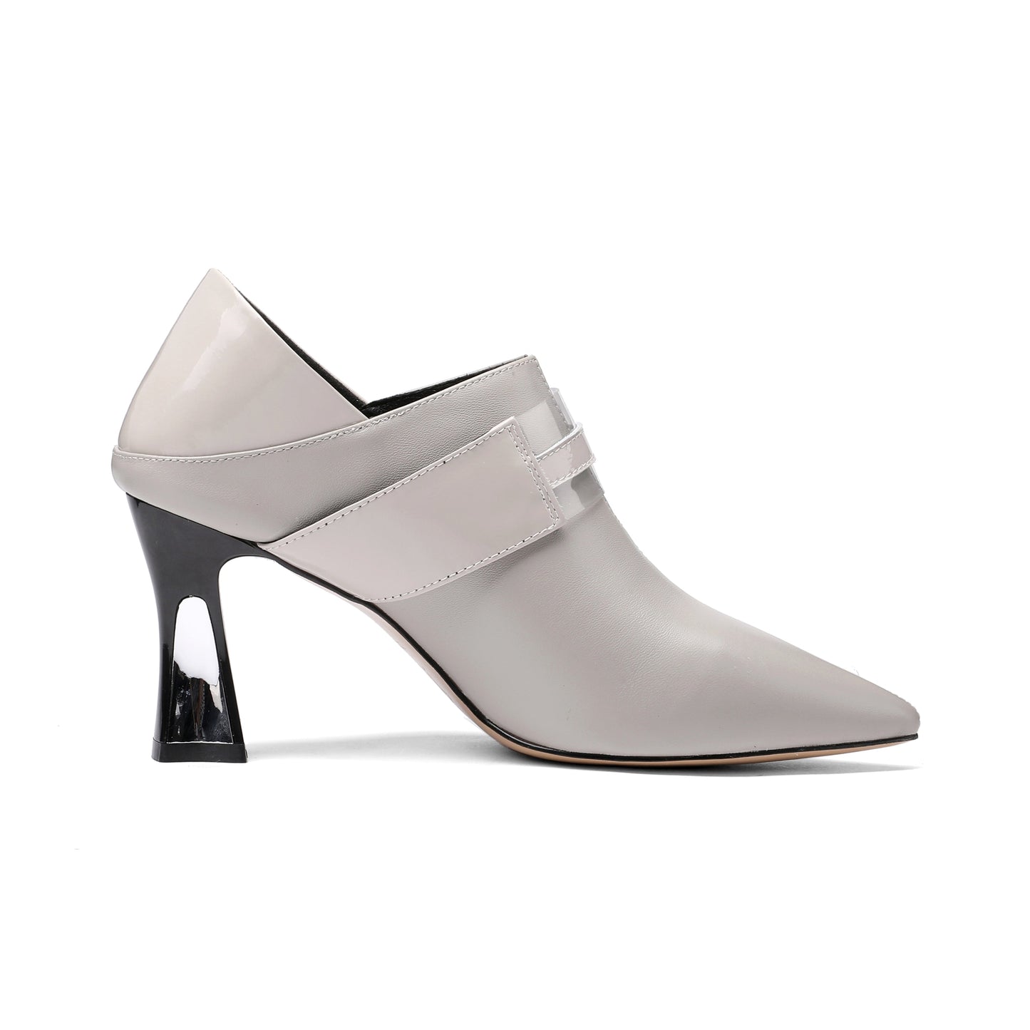 Nine Seven Women's Handmade Pointed Toe Genuine Leather Sexy High Heel Glitter Square Decor Plus-Size Pump Shoes