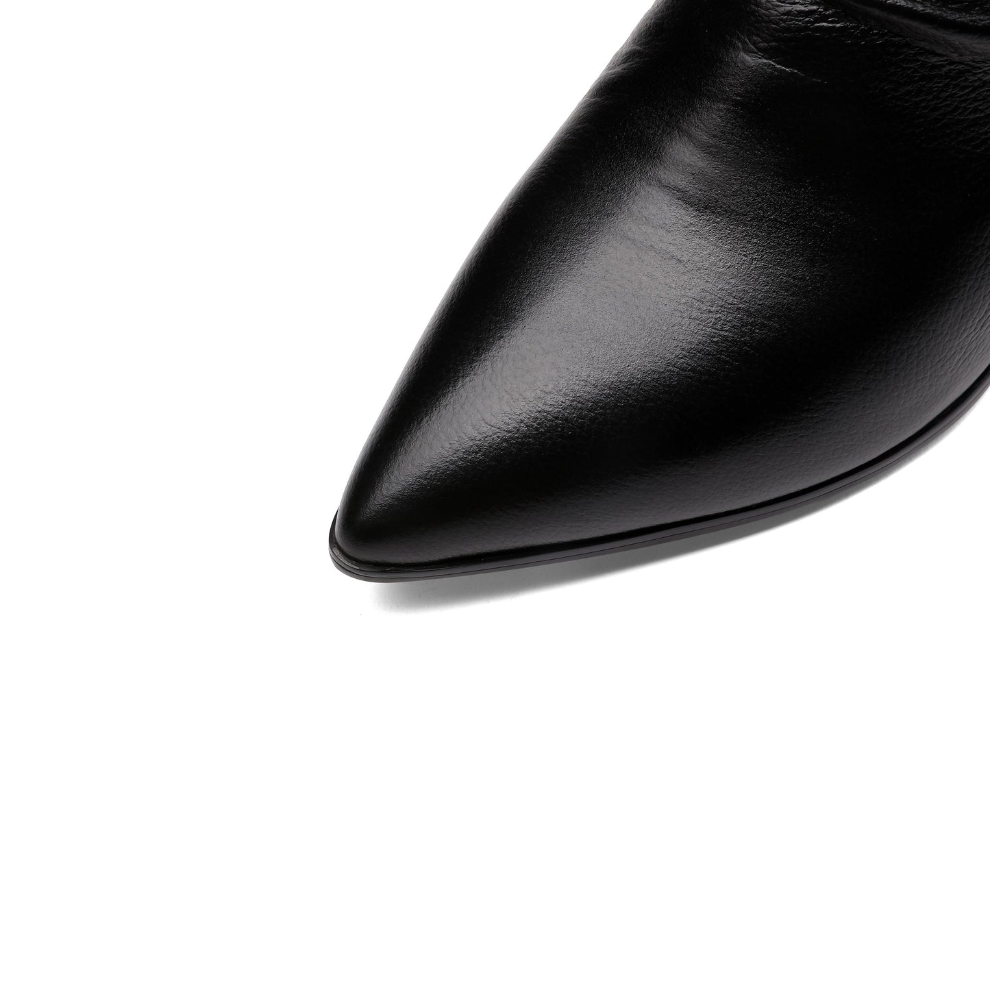 Nine Seven Women's Handmade Genuine Leather Pointed Toe Gradient Color Mid Block Heel Back Zip Up Trendy Ruffle Mid-Calf Boots