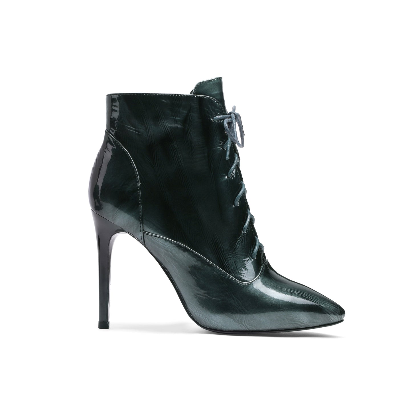 Nine Seven Women's Patent Leather Pointed Toe Handmade Hidden Platform Selftie Stieltto High Heels Chic Ankle Boots