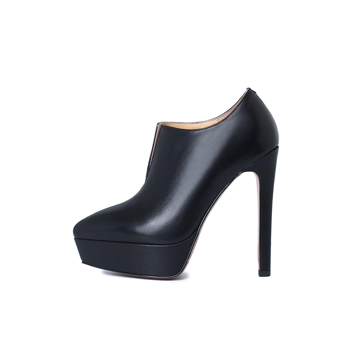 Nine Seven Women's Genuine Leather Handmade V-Shaped Pointy Toe Sexy Stiletto Heel Pumps with Platform