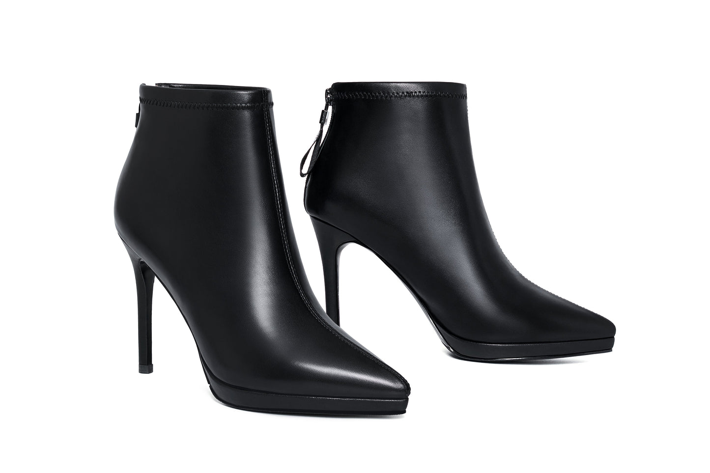 Nine Seven Women's Handmade Soft Genuine Leather Stiletto high Heel Easy Back Zip Up Pointed Toe Platform Ankle Boots