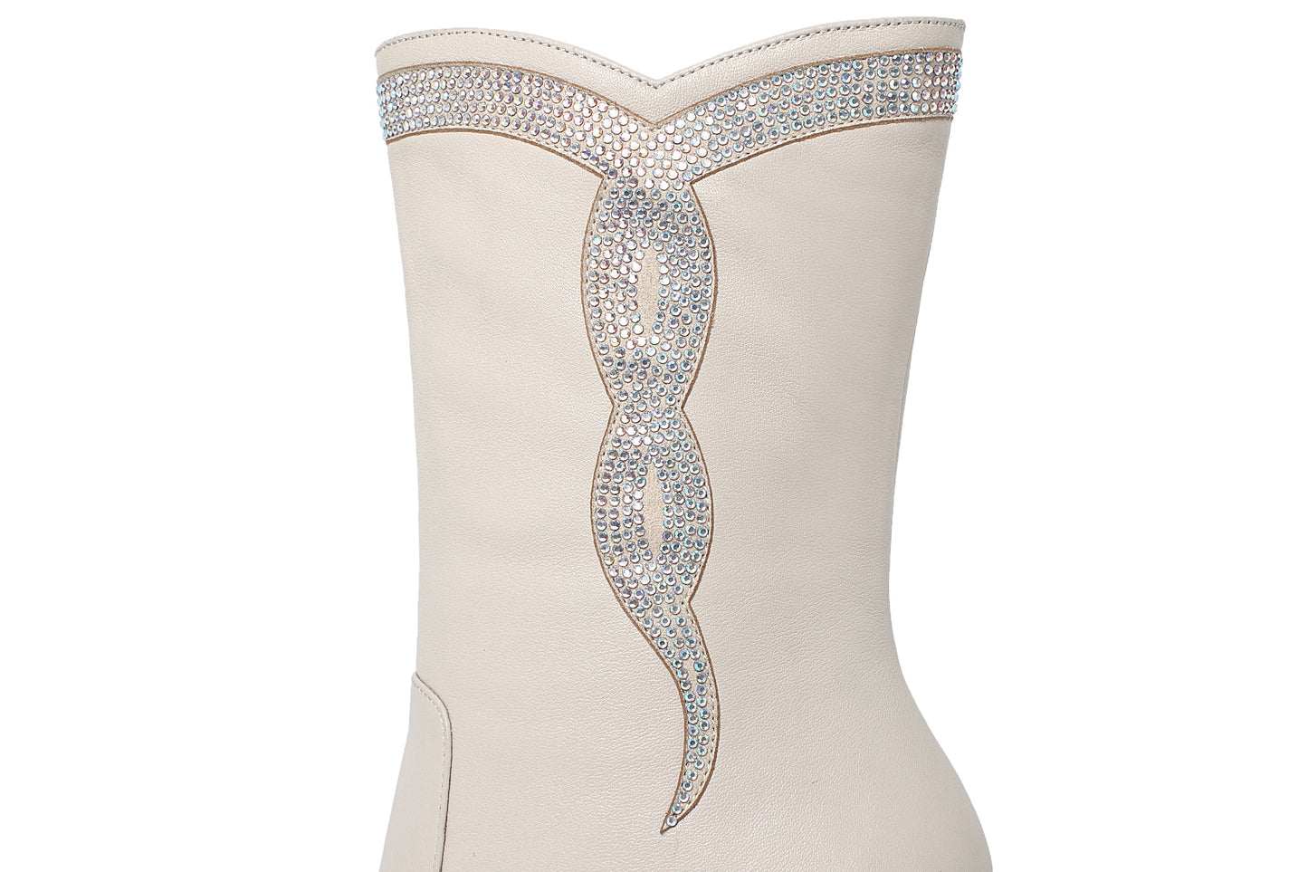 Nine Seven Women's Handmade Leather Glitter Pattern Decor Pointed Toe Spikes-Stiletto High Heel Platform Side Zip Up Sexy Mid-Calf Boots