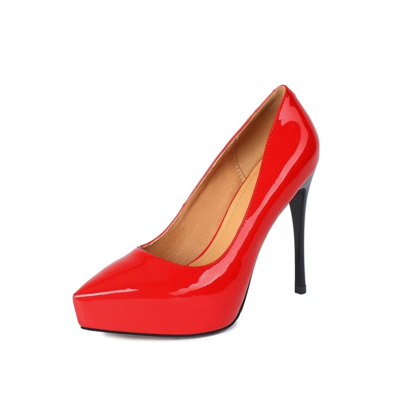 Nine Seven Women's Handmade Glossy Patent Leather Pointed Toe Sexy Stiletto Heel Pumps with Platform