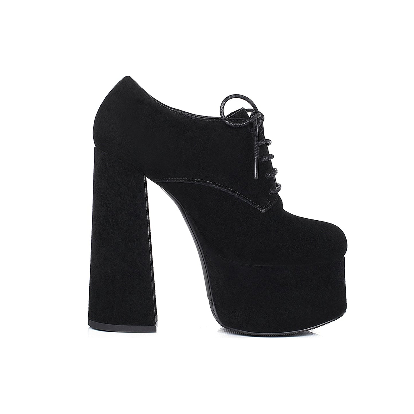 Nine Seven Women's Leather Handmade Pointed Toe Supper High Chunky Heel Lace Up Pump Shoes