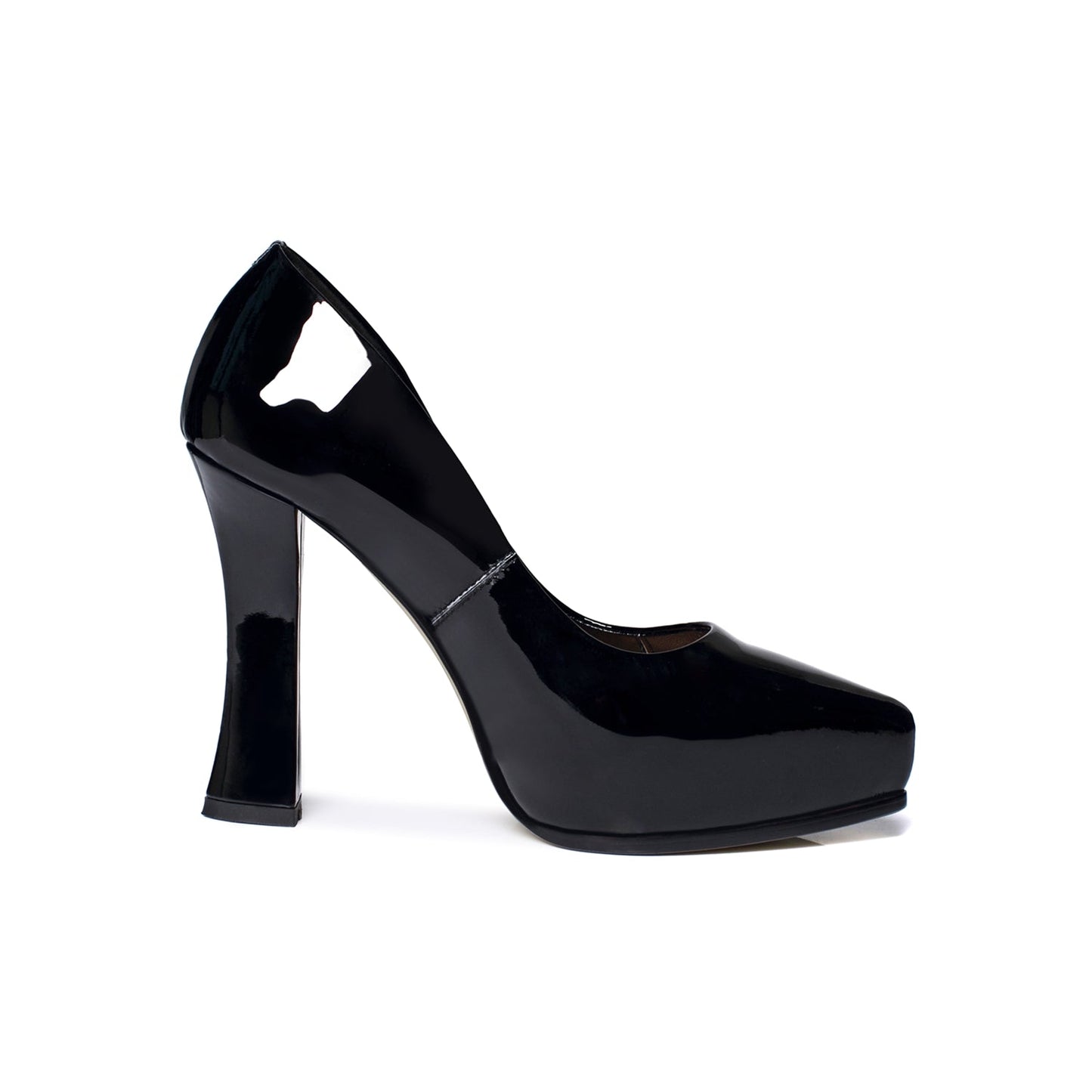 Nine Seven Glossy Patent Leather Women's Pointed Toe High Chunky Heel Handmade Slip On Graceful Pump Shoes