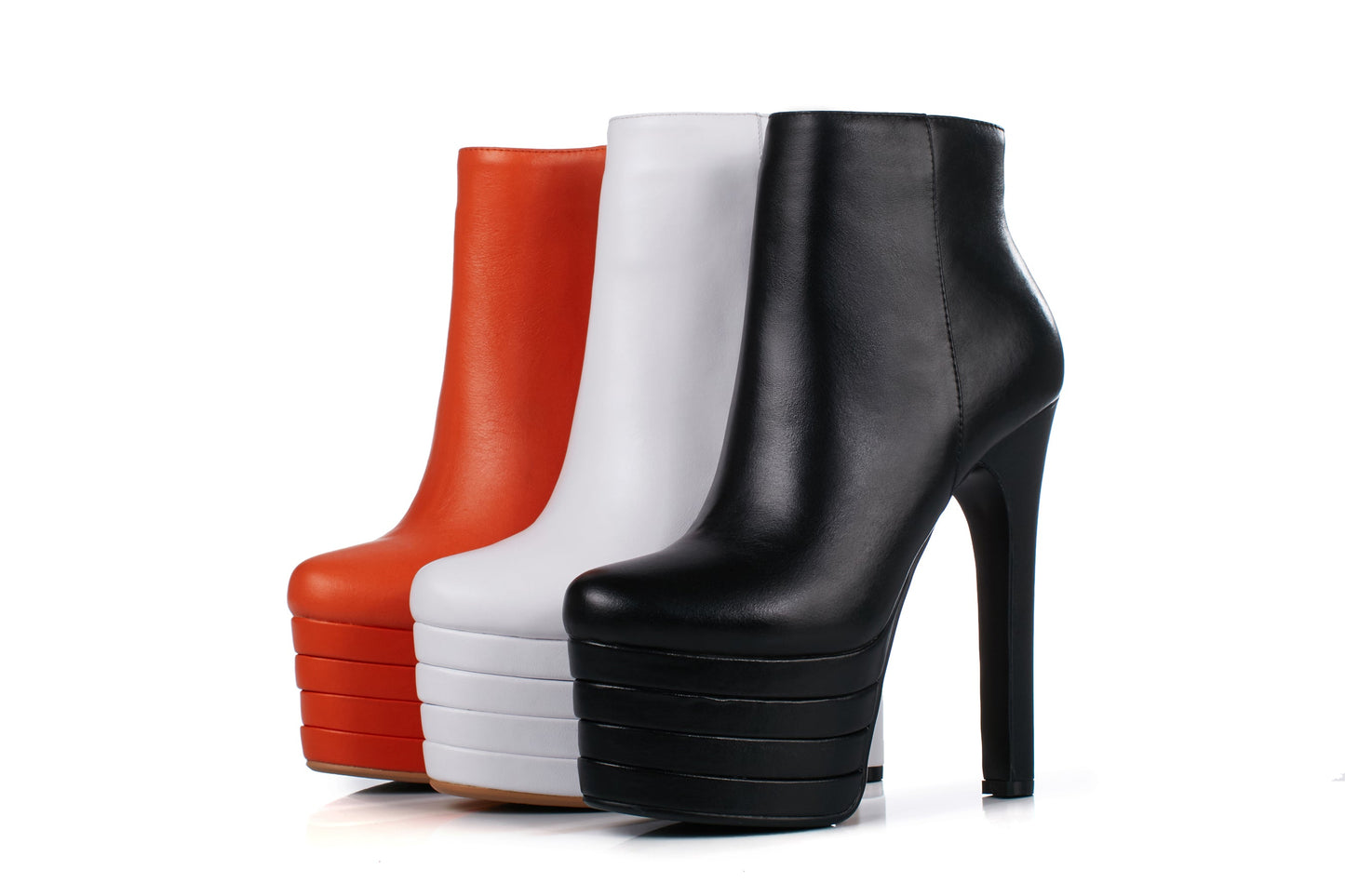 Nine Seven Genuine Leather Women's Handmade Pointed Toe Spikes-Stiletto Supper High Heel Side Zip Up Sexy Ankle Booties with Platform