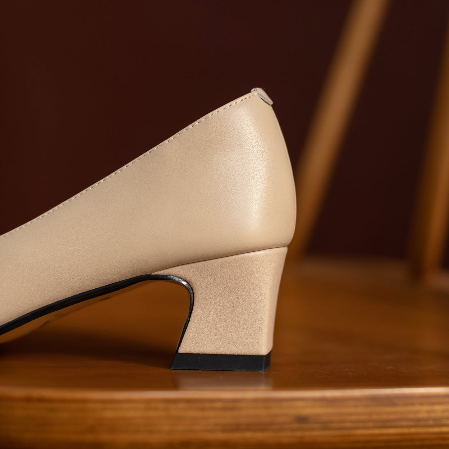 Nine Seven Genuine Leather Women's Handmade Square Toe Low Heel Button Graceful Pump Shoes