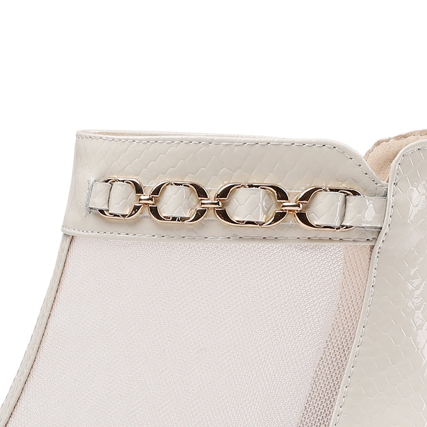 Nine Seven Genuine Leather and Mesh Women's Handmade Back Zip Pointed Toe Summer Ankle Boots