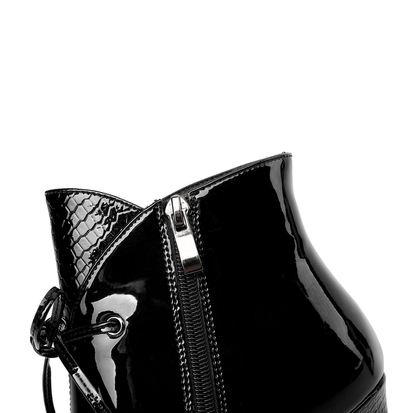 Nine Seven Women's Patent Leather Stylish Pointed-Toe Zip Up Stiletto High Heel Handmade Ankle Boots with Bowknot