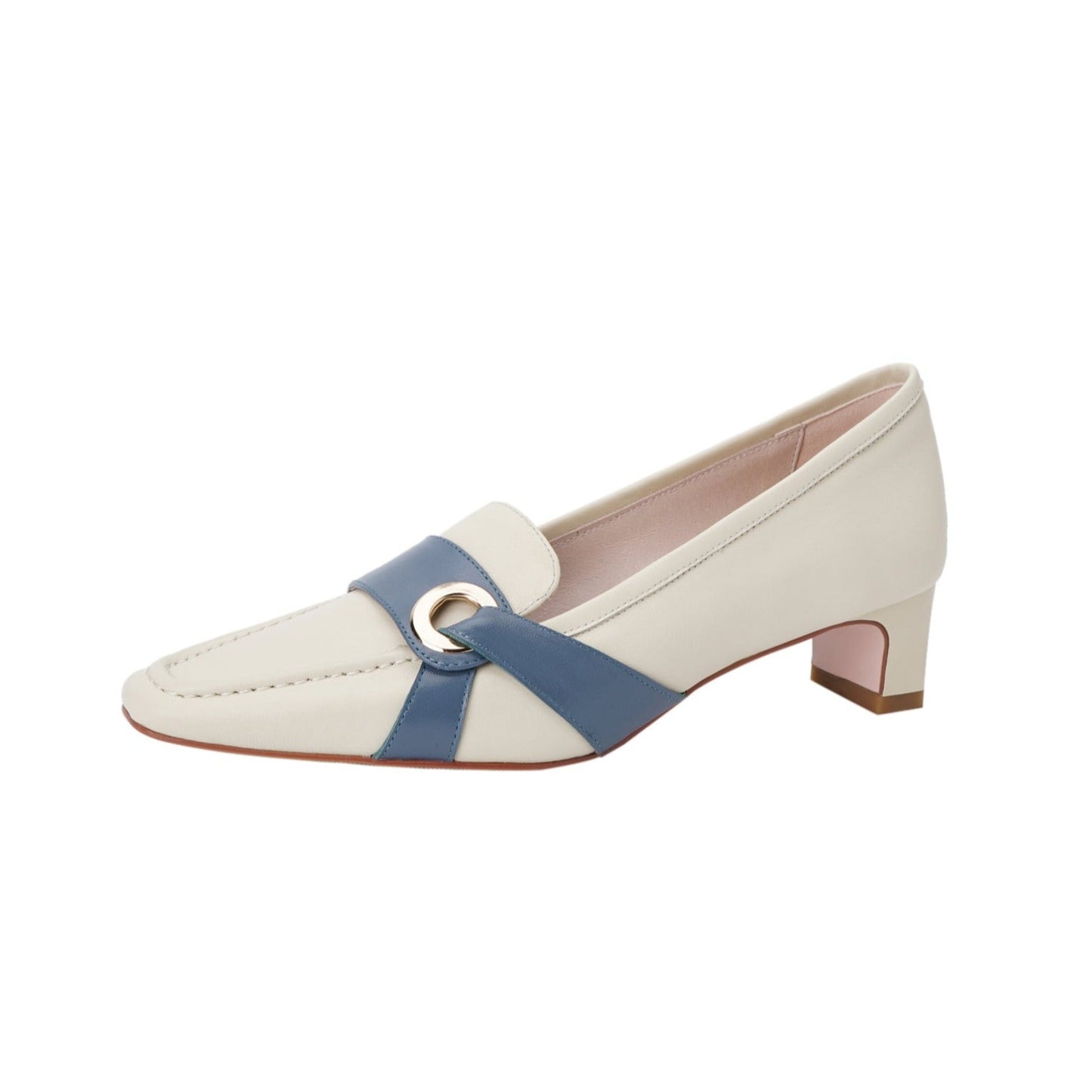 Nine Seven Women's Square Toe Genuine Leather Handmade Low Heels Slip On Casual Pumps Shoes