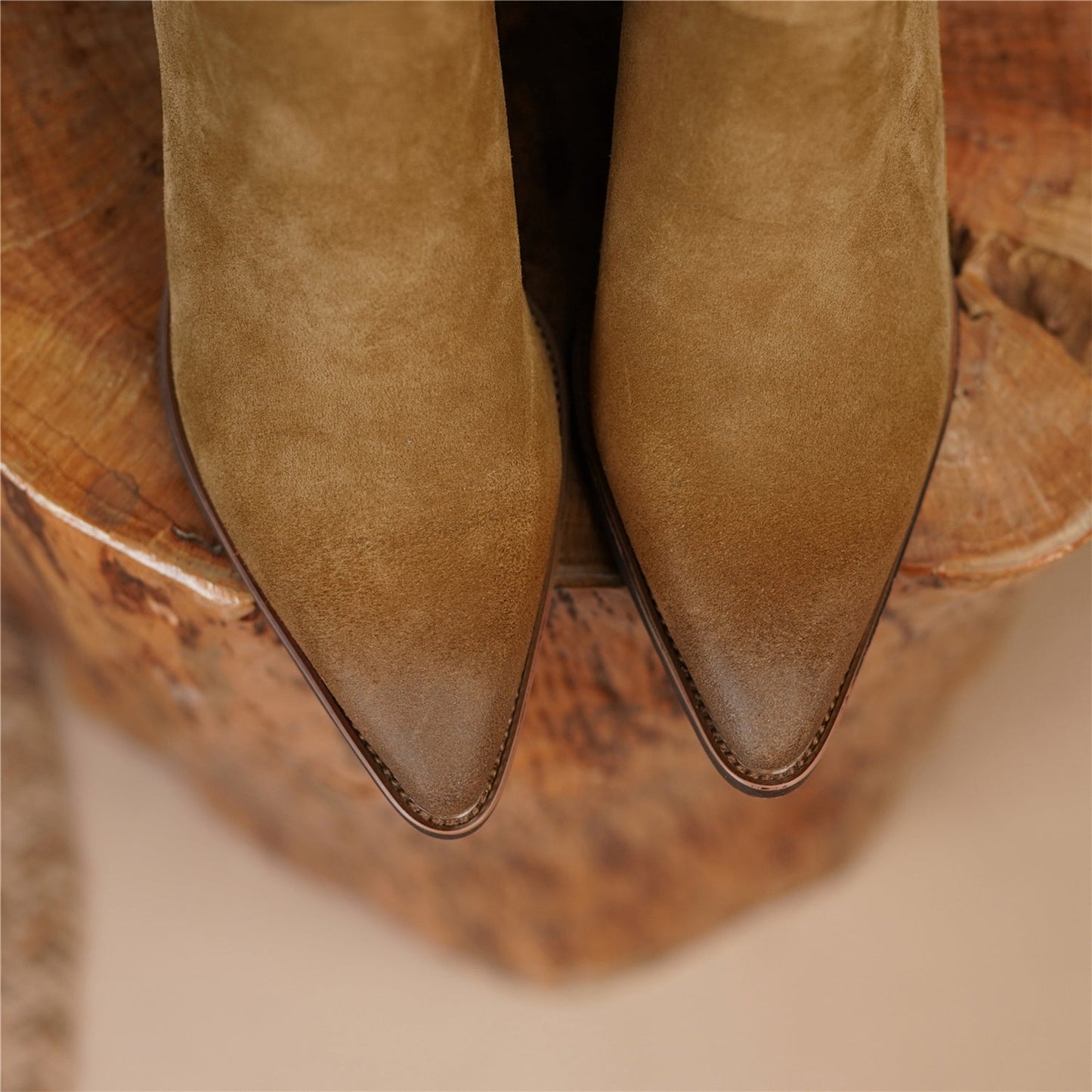 Nine Seven Handmade Women's Suede Leather Metal Buckle Pointed Toe Mid Chunky Heel Side Zipper Ankle Boots