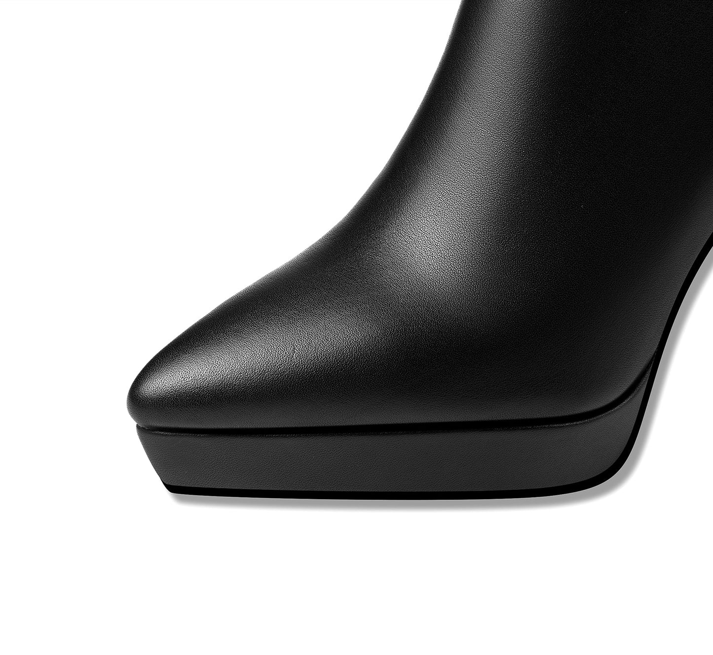 Nine Seven Women's Genuine Leather Pointed Toe Handmade Platform Side Zipper Stiletto High Heels Chic Ankle Boots