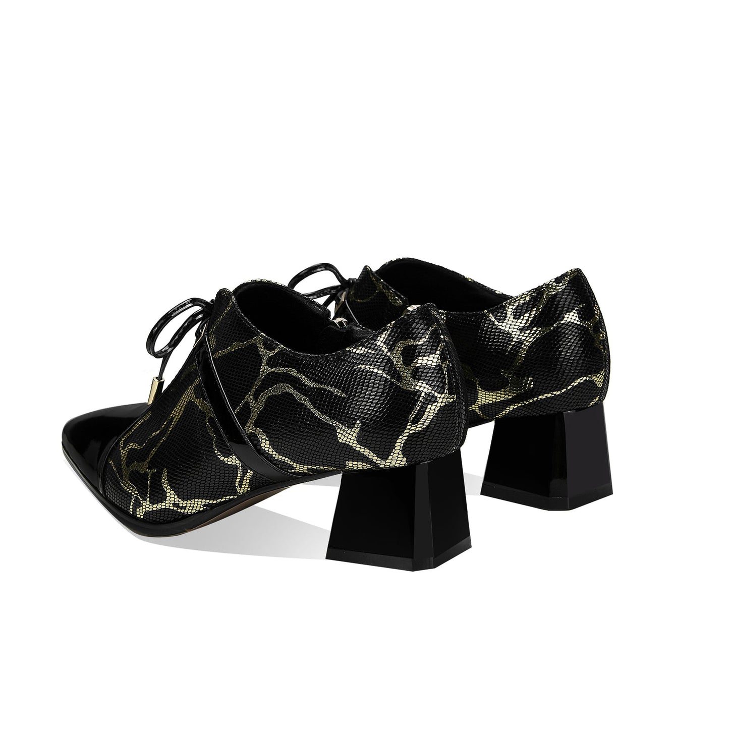 Nine Seven Women's Genuine Leather Pointed Toe Handmade Zipper Low Chunky Heels Cute Pumps Shoes