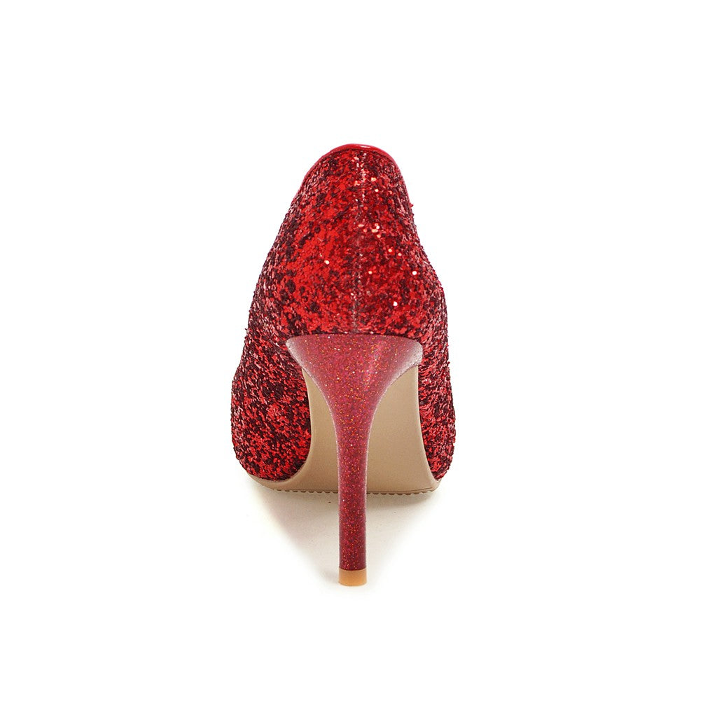 Nine Seven Women's Handmade Pointed Toe Glitter High Stileto Heel Slip On Bridal Pumps Shoes