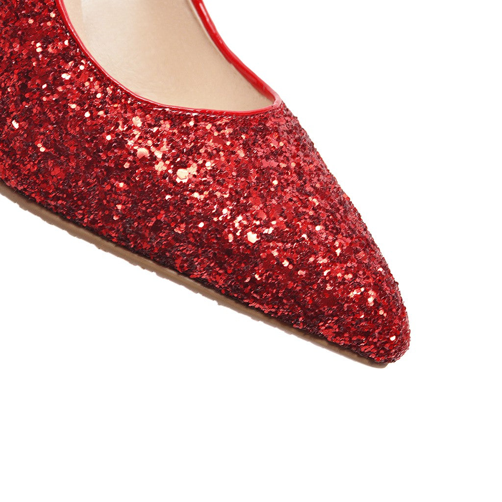 Nine Seven Women's Handmade Pointed Toe Glitter High Stileto Heel Slip On Bridal Pumps Shoes