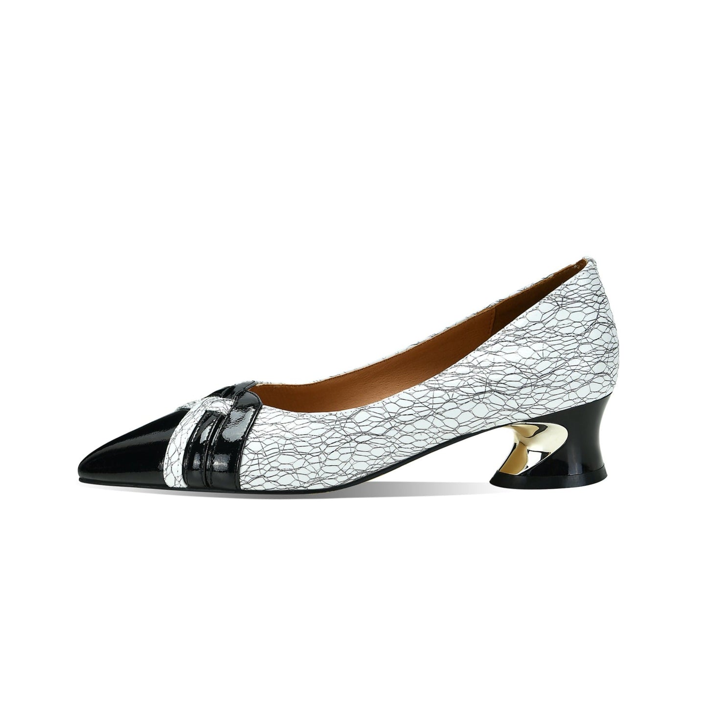 Nine Seven Handmade Women's Genuine Leather Assorted Color Slip On Pointed Toe Low Chunky Heel Pumps Shoes