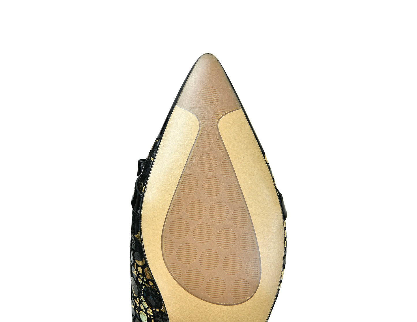 Nine Seven Women's Handmade Genuine Leather Patent Pointed Toe Modern Buckle Slip On Comfort Heel Pumps