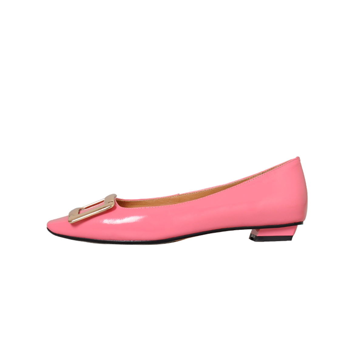 Nine Seven Women's Square Toe Patent Leather Handmade Buckle Comfort Slip On Flat