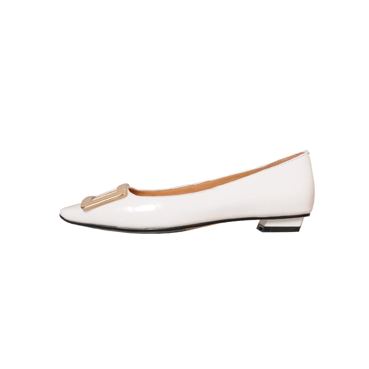 Nine Seven Women's Square Toe Patent Leather Handmade Buckle Comfort Slip On Flat