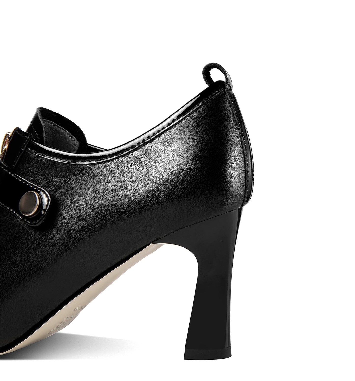 Nine Seven Women's Handmade Genuine Leather Sexy High Heel Pointed Toe Oxfords Pump Shoes with Front Zip and Button Decor